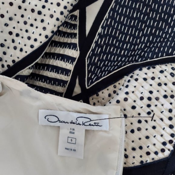 °$4,300 OSCAR DE LA RENTA GORGEOUS WHT BLK SILK BEAD SEQUIN EMBR RUNWAY DRESS 6 - Picture 9 of 11